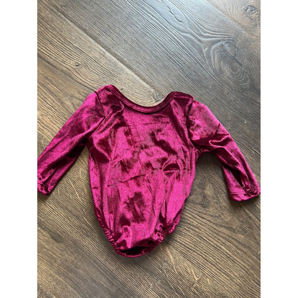 Baileys Blossoms Magenta Crushed Velvet Long Sleeve Bow Back Leotard 0-3M